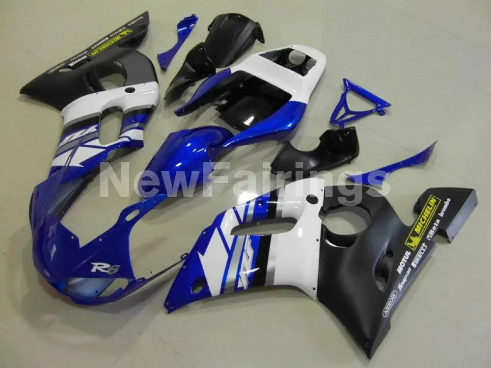 Blue White and Matte Black Factory Style - YZF-R6 98-02 Fairing Kit