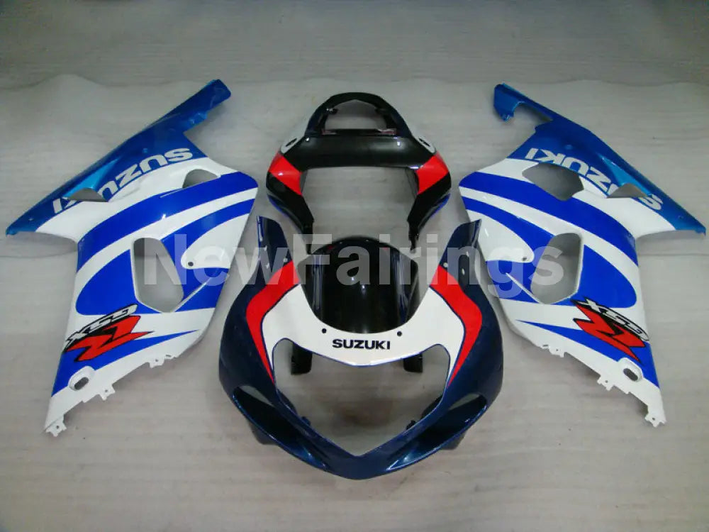 Blue and White Red Factory Style - GSX-R750 00-03 Fairing Kit