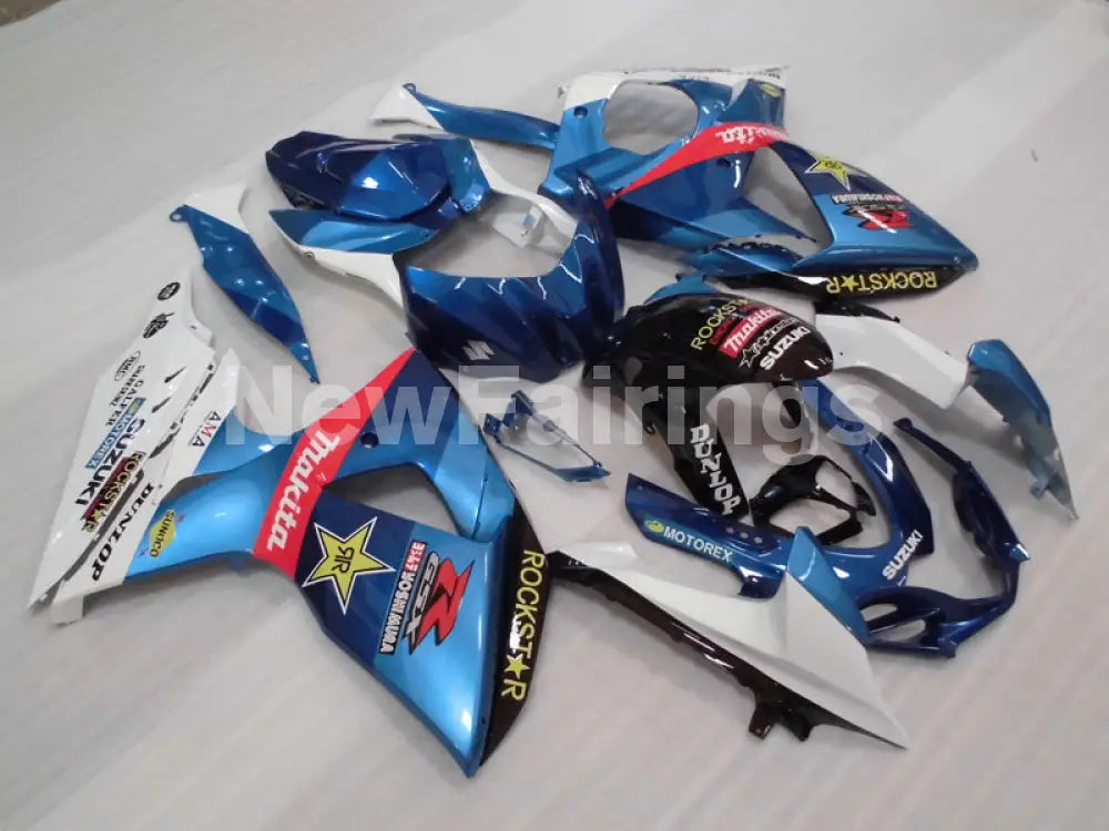 Blue and White ROCKSTAR - GSX-R1000 09-16 Fairing Kit