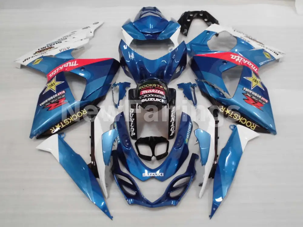 Blue and White ROCKSTAR - GSX-R1000 09-16 Fairing Kit