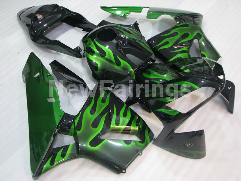 Green and Black Flame - CBR600RR 03-04 Fairing Kit