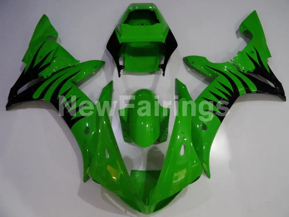 Green and Black Flame - YZF-R1 02-03 Fairing Kit