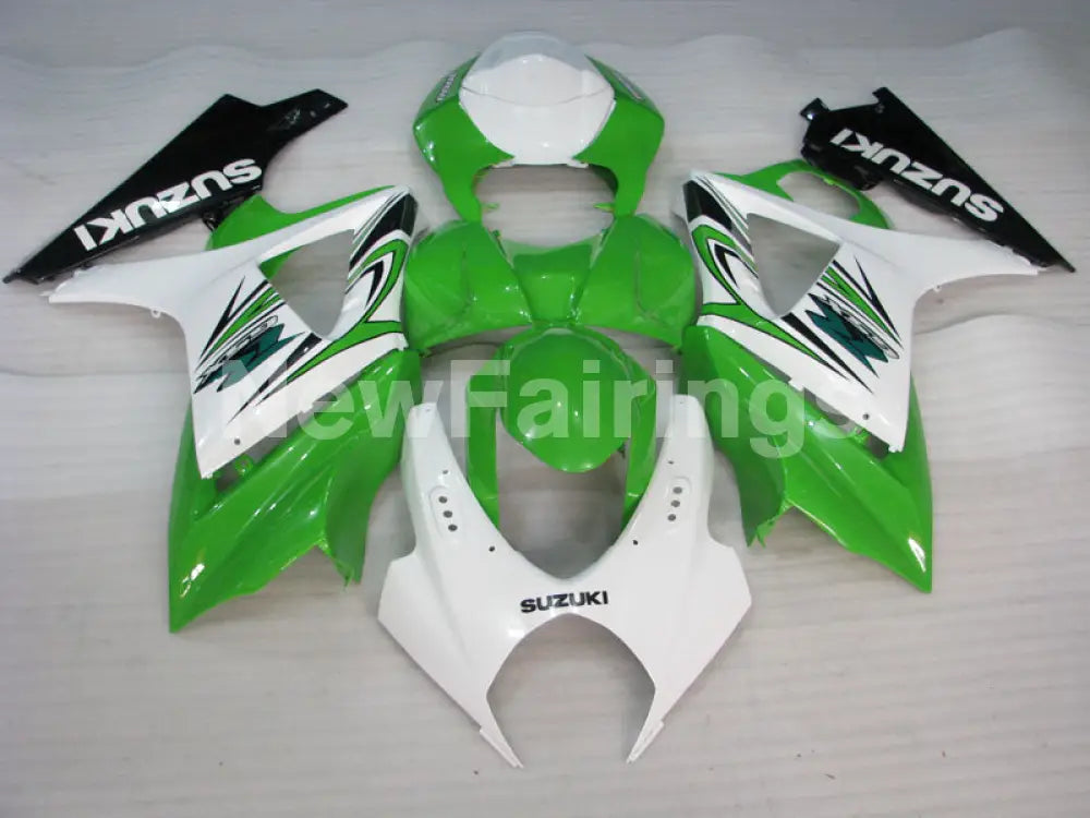 Green and White Black Factory Style - GSX-R1000 07-08 Fairing Kit