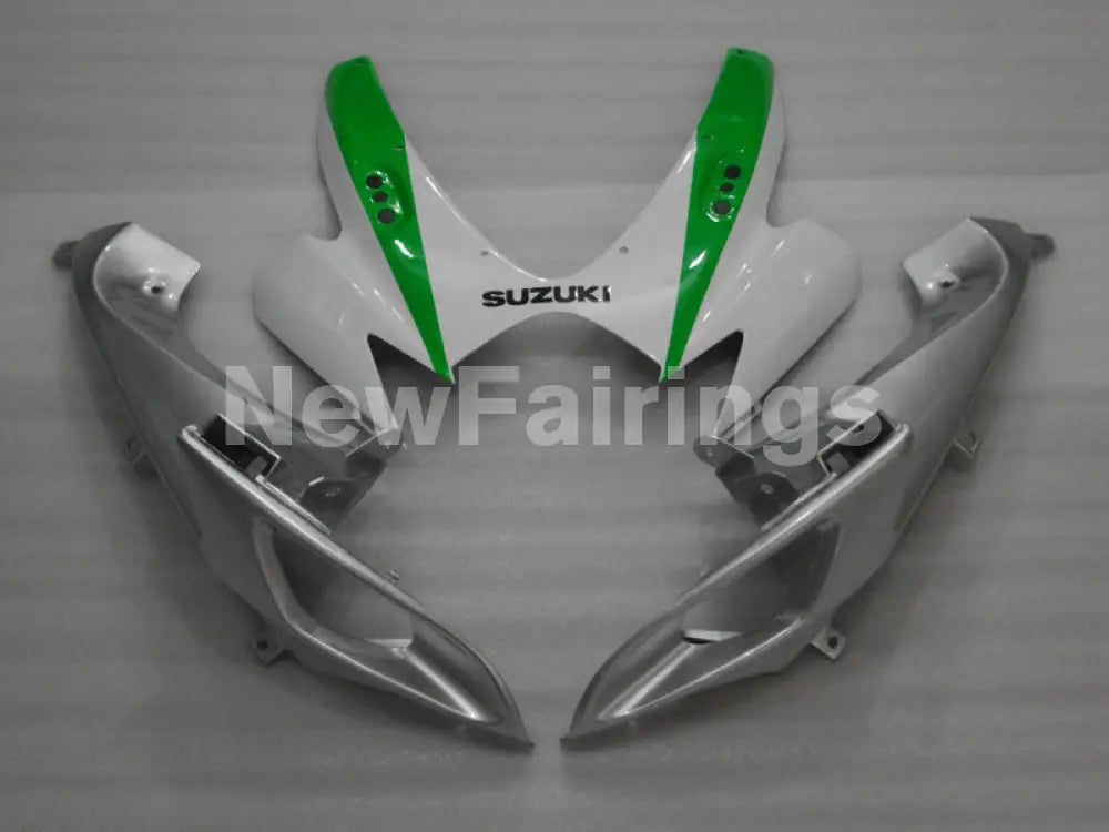 Green and White Silver Factory Style - GSX-R600 06-07 Fairing Kit