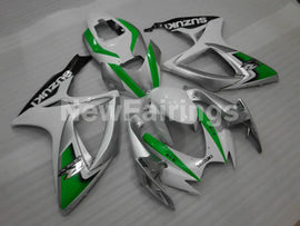 Green and White Silver Factory Style - GSX-R600 06-07 Fairing Kit