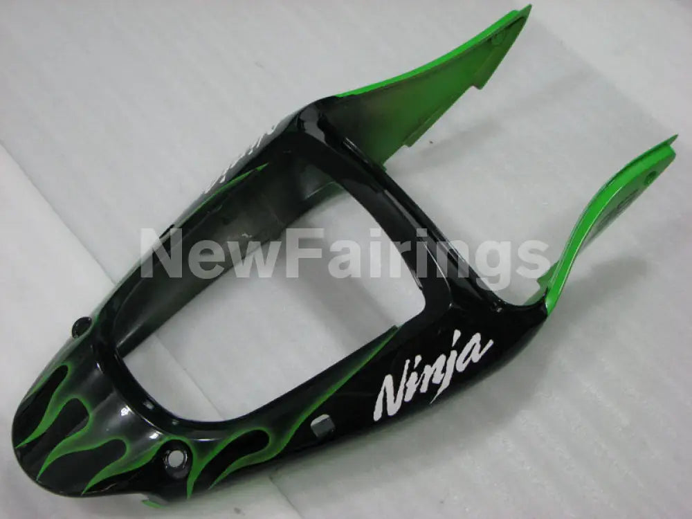 Green and Black Flame - NINJA ZX-6R 00-02 Fairing Kit