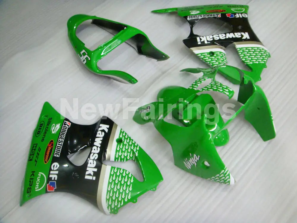 Green and Black FUCHS - NINJA ZX-6R 00-02 Fairing Kit