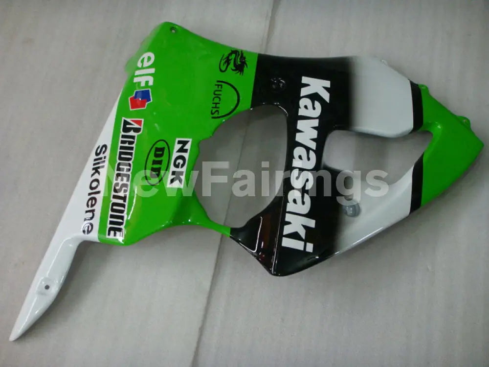 Green and Black White FUCHS - NINJA ZX-6R 00-02 Fairing Kit