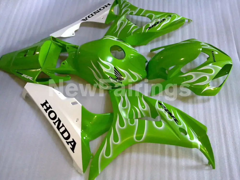 Green and White Flame - CBR1000RR 06-07 Fairing Kit