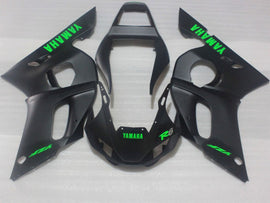 Negro mate con calcomanías verdes estilo de fábrica - Kit de carenado YZF-R6 98-02