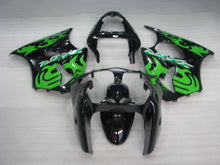 Cargar imagen en el visor de la galería, Black and Green Factory Style - NINJA ZX-6R 00-02 Fairing Kit