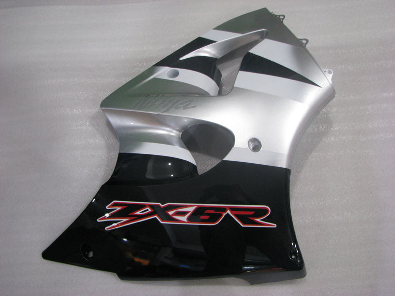 Silver and Black Factory Style - NINJA ZX-6R 00-02 Fairing Kit
