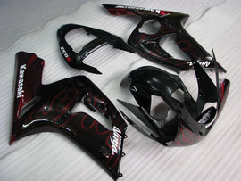 Black and Red Flame - NINJA ZX-6R 03-04 Fairing Kit
