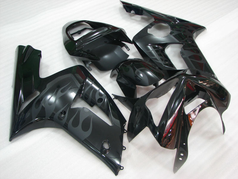 Black and Grey Flame - NINJA ZX-6R 03-04 Fairing Kit