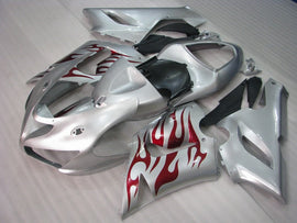 Silver and Red Flame - NINJA ZX-6R 05-06 Fairing Kit