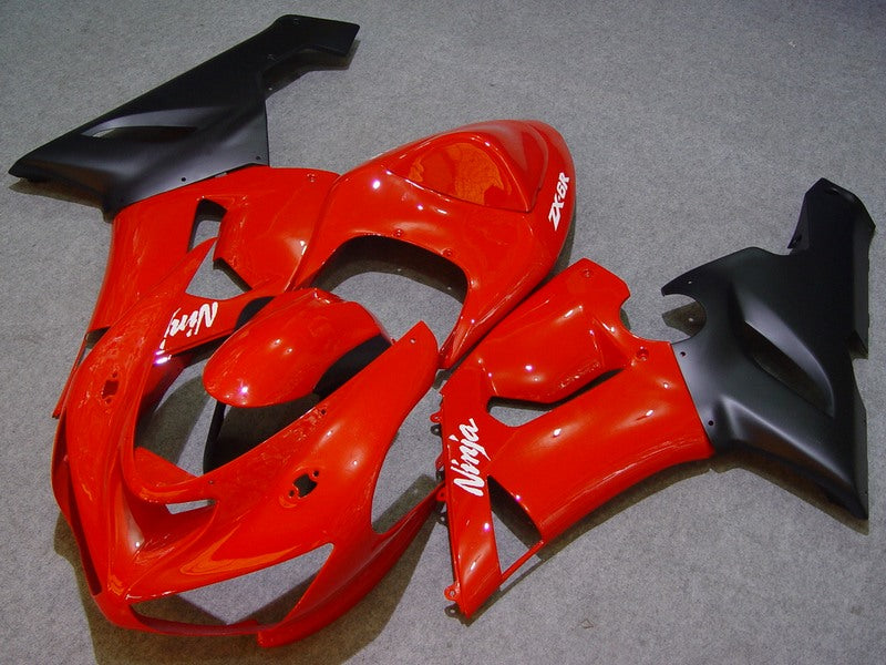 Red and Matte Black Factory Style - NINJA ZX-6R 05-06 Fairing Kit