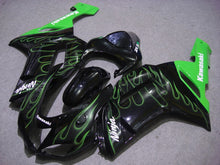 Cargar imagen en el visor de la galería, Black and Green Flame - NINJA ZX-6R 07-08 Fairing Kit