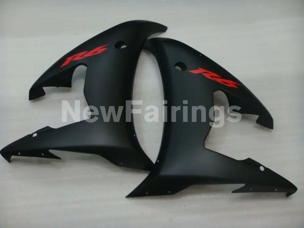 Matte Black and Gloss Black with Red Decals Factory Style - YZF-R6 03-04 Fairing Kit