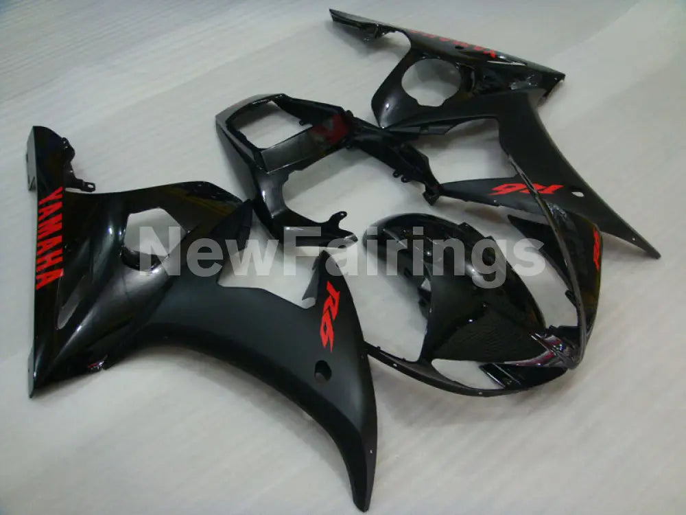 Matte Black and Gloss Black with Red Decals Factory Style - YZF-R6 03-04 Fairing Kit