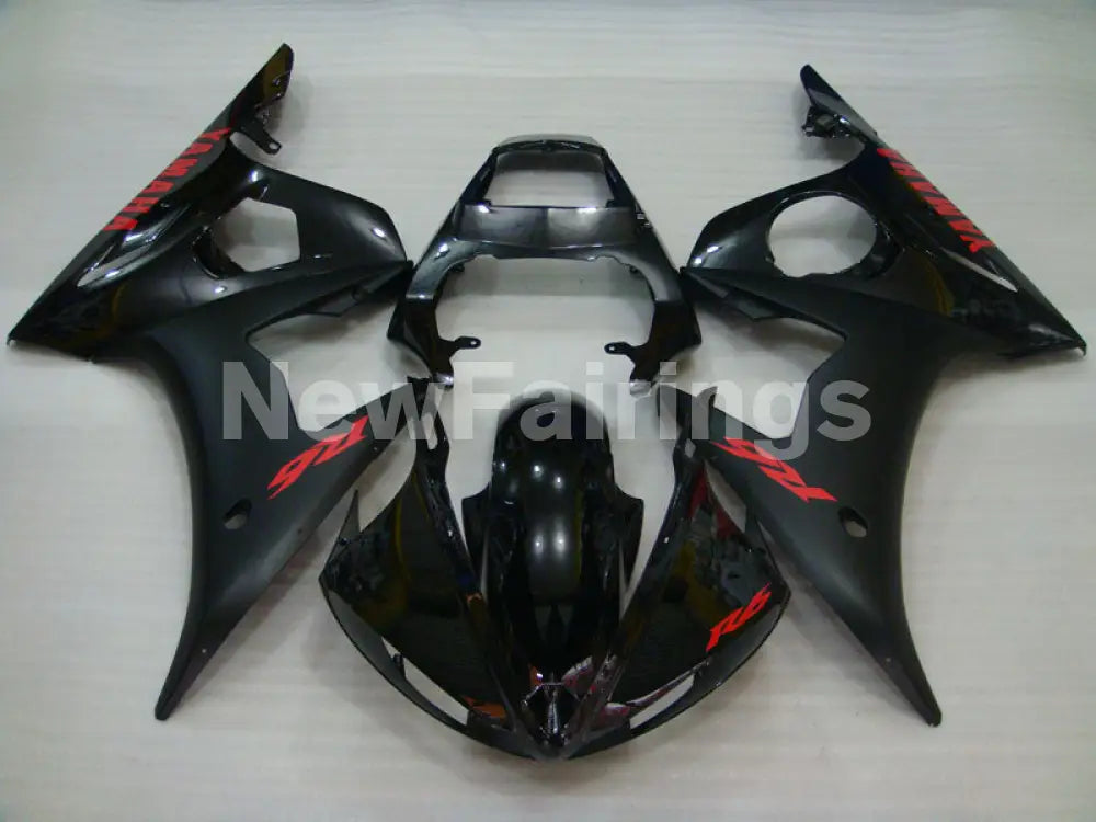 Matte Black and Gloss Black with Red Decals Factory Style - YZF-R6 05 Fairing Kit