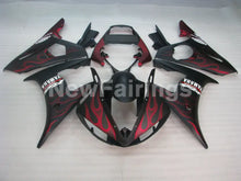 Cargar imagen en el visor de la galería, Matte Black and Red Flame - YZF-R6 03-04 Fairing Kit