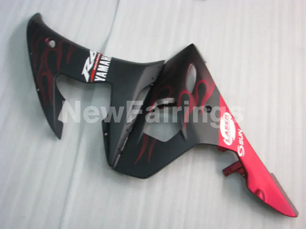 Matte Black and Red Flame - YZF-R6 03-04 Fairing Kit