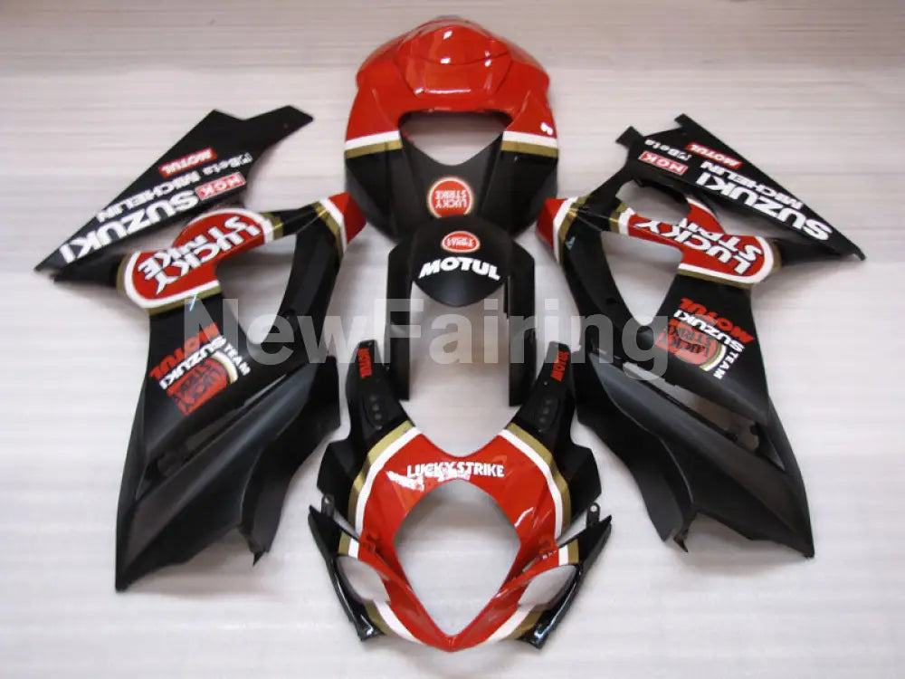 Matte Black and Red Lucky Strike - GSX-R1000 07-08 Fairing Kit