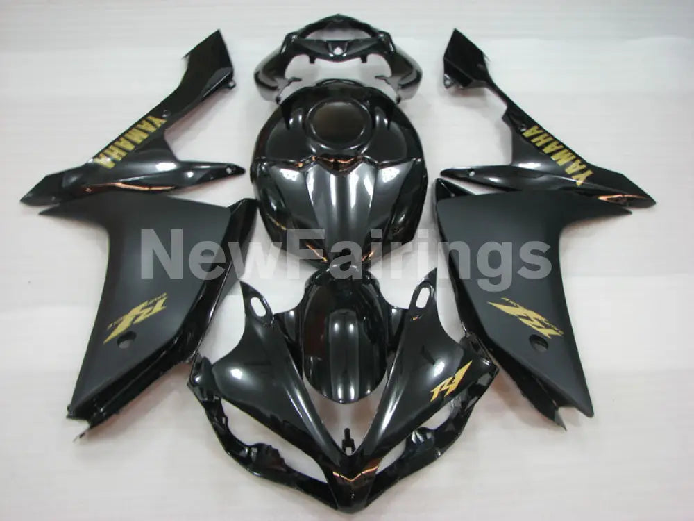 Matte Black and Black with Golden Stickers Factory Style - YZF-R1 07-08 Fairing Kit