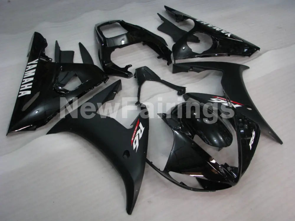 Matte Black and Gloss Black with White Decals Factory Style - YZF-R6 03-04 Fairing Kit