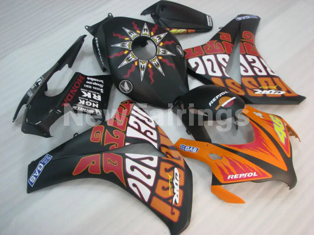 Matte Black and Orange Rossi - CBR1000RR 08-11 Fairing Kit