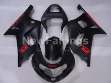 Cargar imagen en el visor de la galería, Matte Black with Red Decals Factory Style - GSX-R600 01-03 Fairing Kit