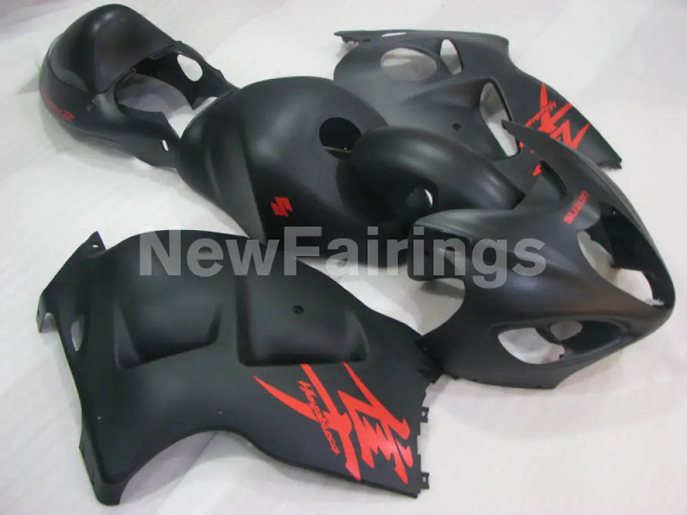 Matte Black with red decals Factory Style - GSX1300R Hayabusa 99-07 Fairing Kit