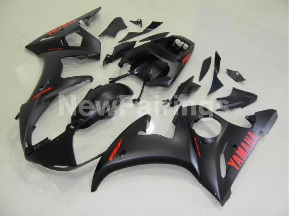 Matte Black with Red Decals Factory Style - YZF-R6 03-04 Fairing Kit
