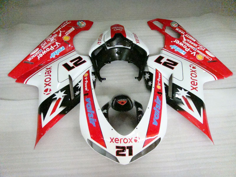 Number 21 Red and White Black Star - Ducati 1098 07-11 Fairing Kit