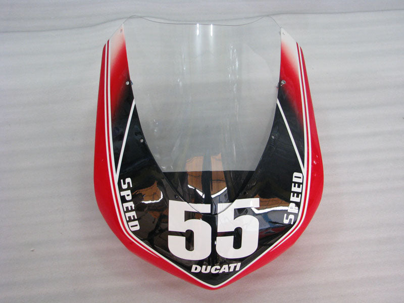 Number 55 Red and White Black MOTUL - Ducati 1198 07-11 Fairing Kit (Single Passenger Seat)