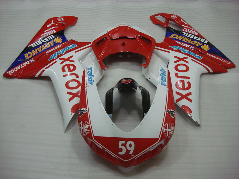 Number 59 Red and White Xerox - Ducati 848/1098/1198 07-11 Fairing Kit