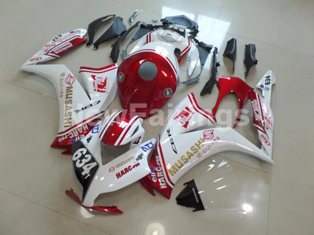 Number 634 White and Wine Red MUSASHi - CBR1000RR 12-16 Fairing Kit