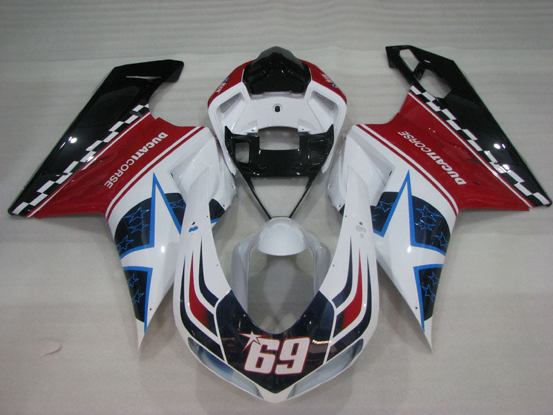 Number 69 White and Red Black Star - Ducati 848/1098/1198 07-11 Fairing Kit