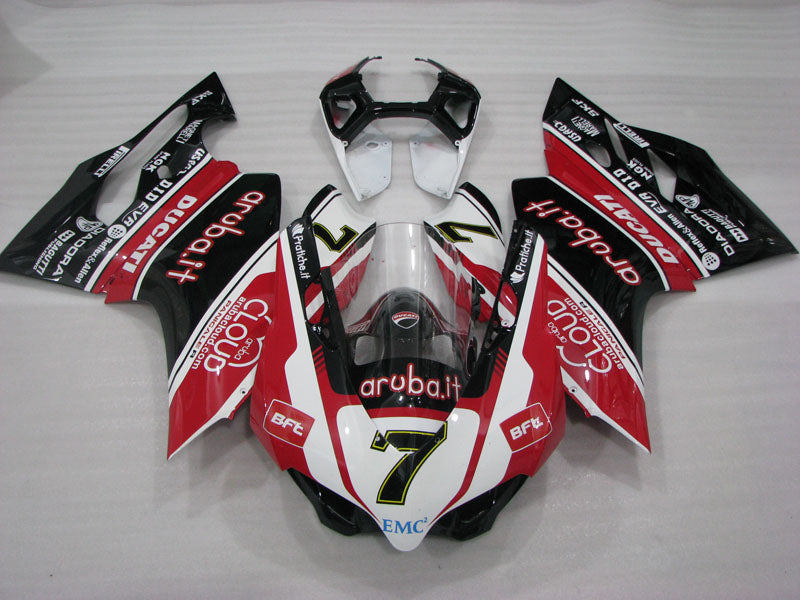 Number 7 Red and White Black PIRELLI - Ducati 1199 Panigale 12-14 Fairing Kit