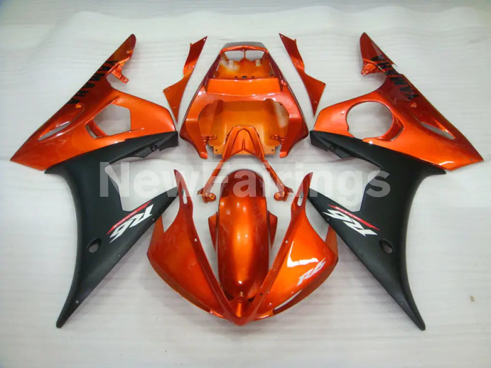 Orange and Matte Black Factory Style - YZF-R6 05 Fairing Kit