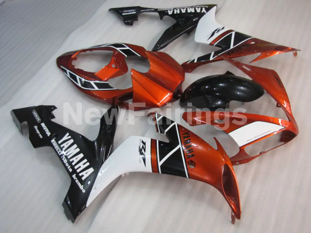 Orange and White Black Factory Style - YZF-R1 04-06 Fairing Kit