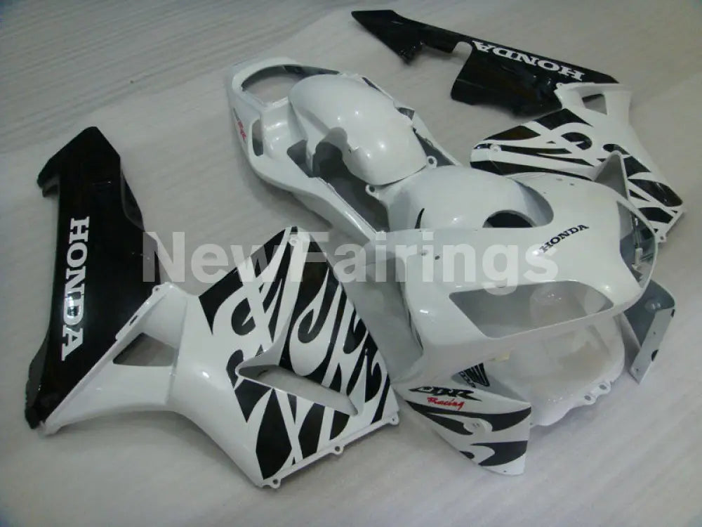 Pearl White and Black Fire - CBR600RR 03-04 Fairing Kit