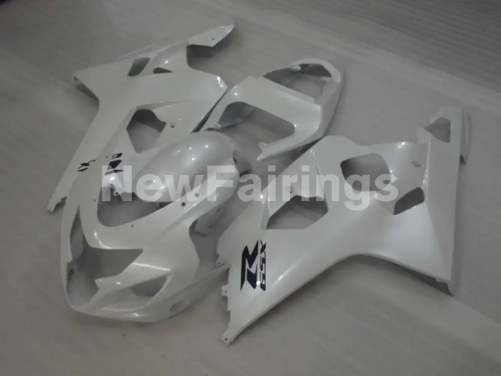 Pearl White with Black Decals Factory Style - GSX-R600 04-05 Fairing Kit