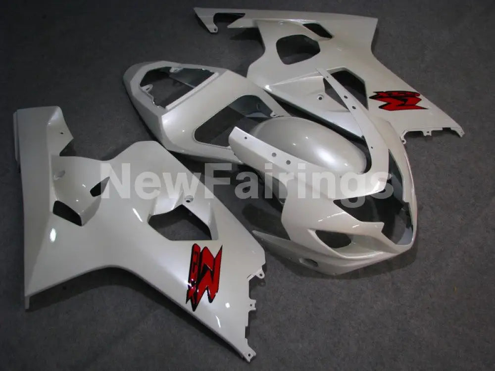 Pearl White with Red Decals Factory Style - GSX-R750 04-05 Fairing Kit