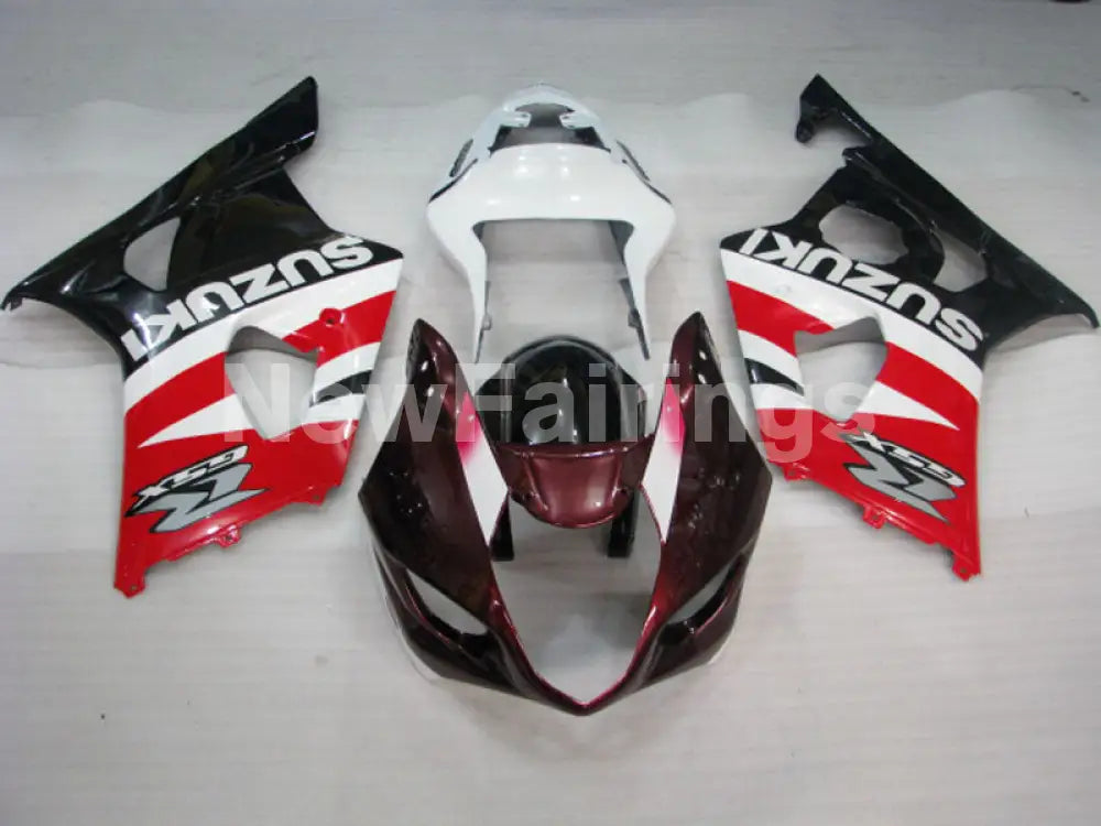 Red and Black White Factory Style - GSX-R1000 03-04 Fairing Kit