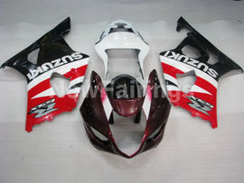 Red and Black White Factory Style - GSX-R1000 03-04 Fairing Kit