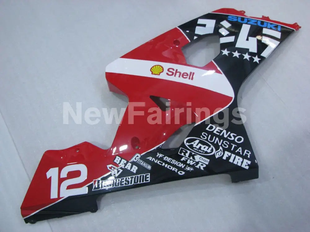 Red and Black White Factory Style - GSX-R600 04-05 Fairing Kit