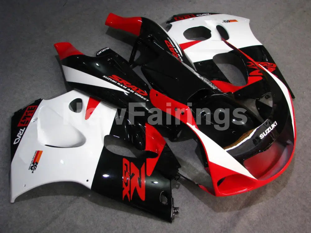 Red and Black White Factory Style - GSX-R600 96-00 Fairing Kit