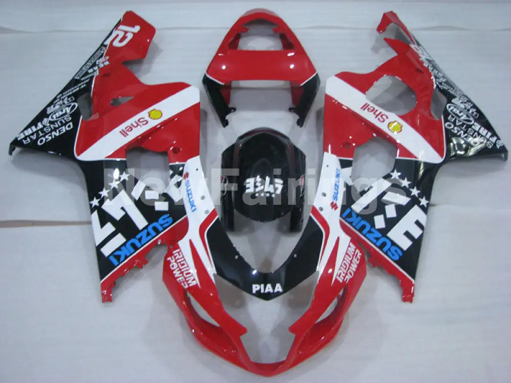Red and Black White Factory Style - GSX-R750 04-05 Fairing Kit