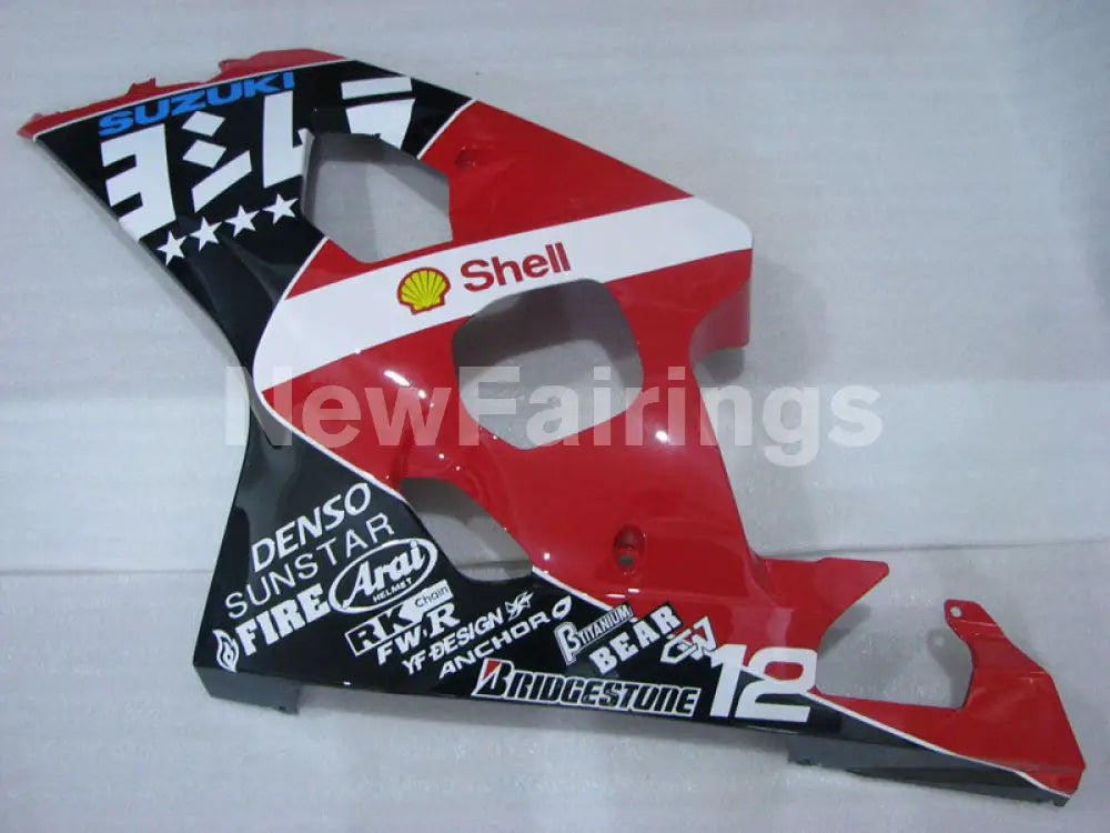 Red and Black White Factory Style - GSX-R750 04-05 Fairing Kit
